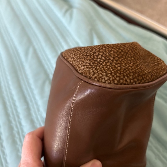 BORBONESE Clutch Suede Leather Brown Gold - Picture 11 of 11